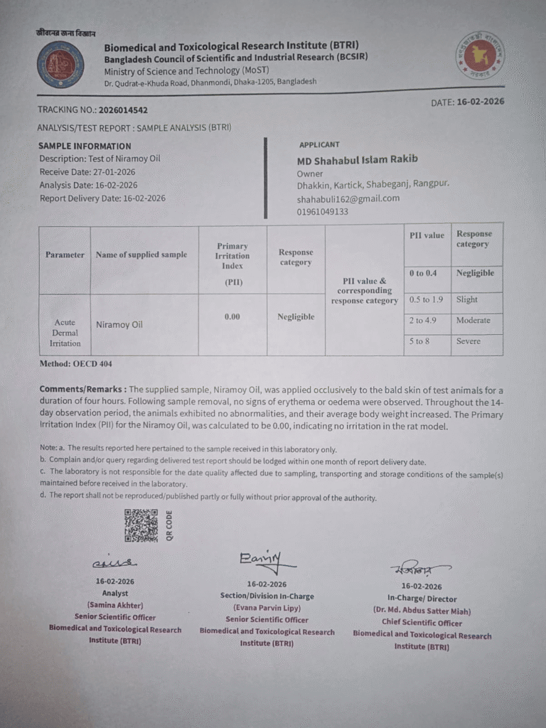Niramoy Oil BCSIR Report